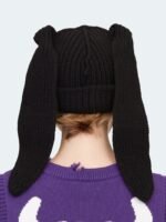 Chunky Rabbit Beanie Black3