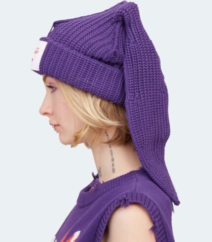 Chunky Rabbit Beanie Purple2