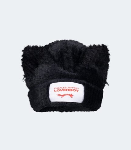 Fluffy Chunky Ears Beanie Black1