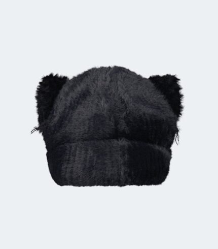 Fluffy Chunky Ears Beanie Black2