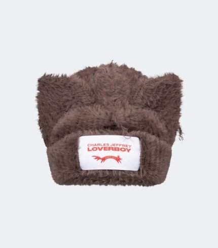 Fluffy Chunky Ears Beanie Brown1