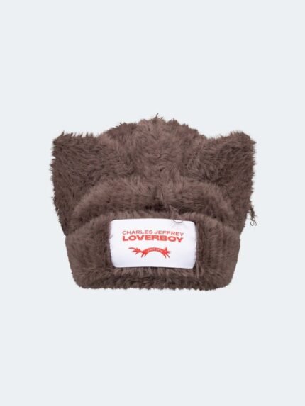 Fluffy Chunky Ears Beanie Brown1