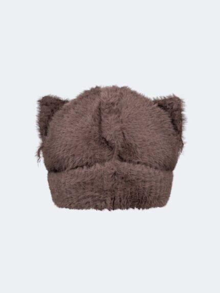 Fluffy Chunky Ears Beanie Brown2