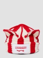 Striped Ears Beanie Red Ecru1